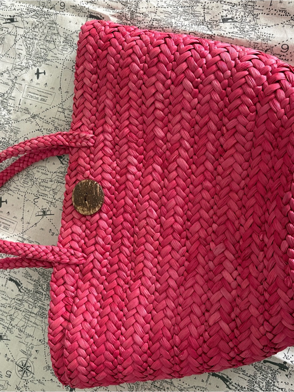 Woven Pink Tote Bag with brown
